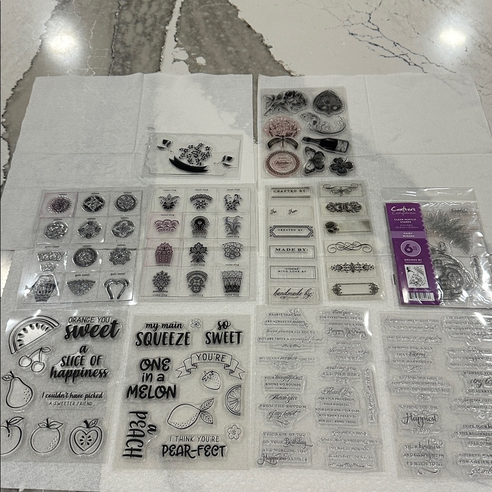 Clear Stamp Collection with Floral and Sentiment Designs